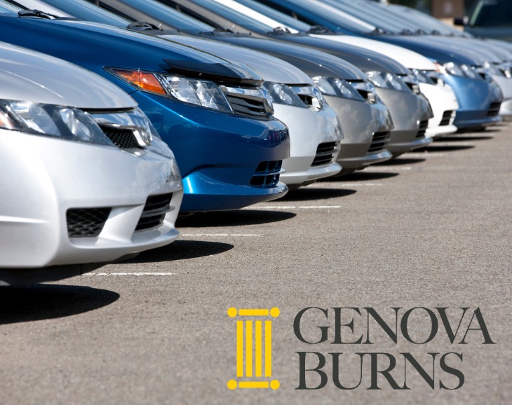 Cars lined up at dealership